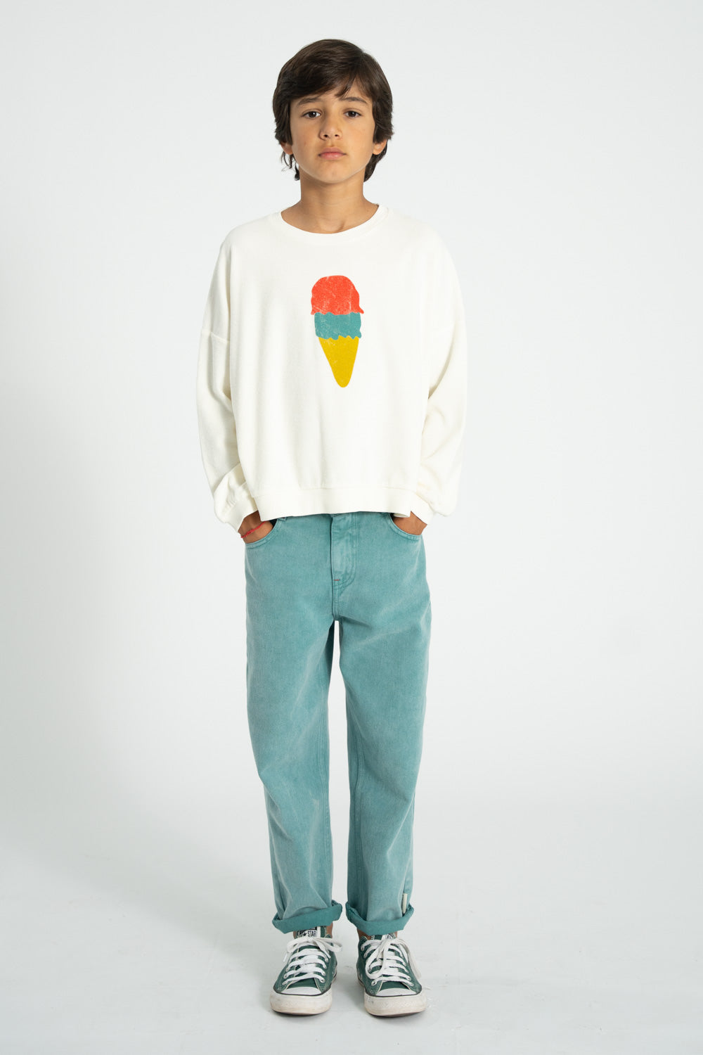 Piupiuchick - sweatshirt - ecru with ice cream print