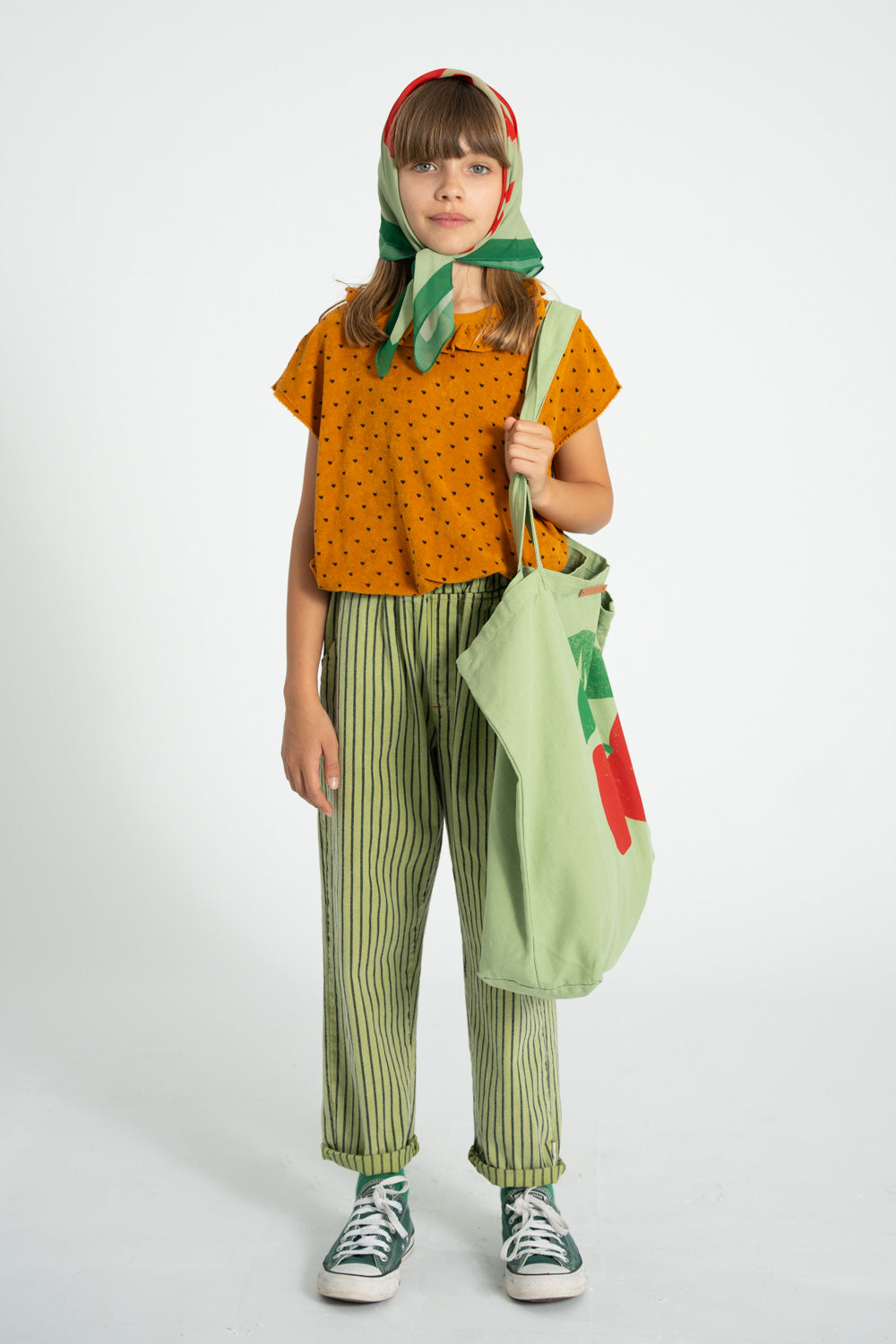 Piupiuchick - unisex trousers - green with indigo stripes