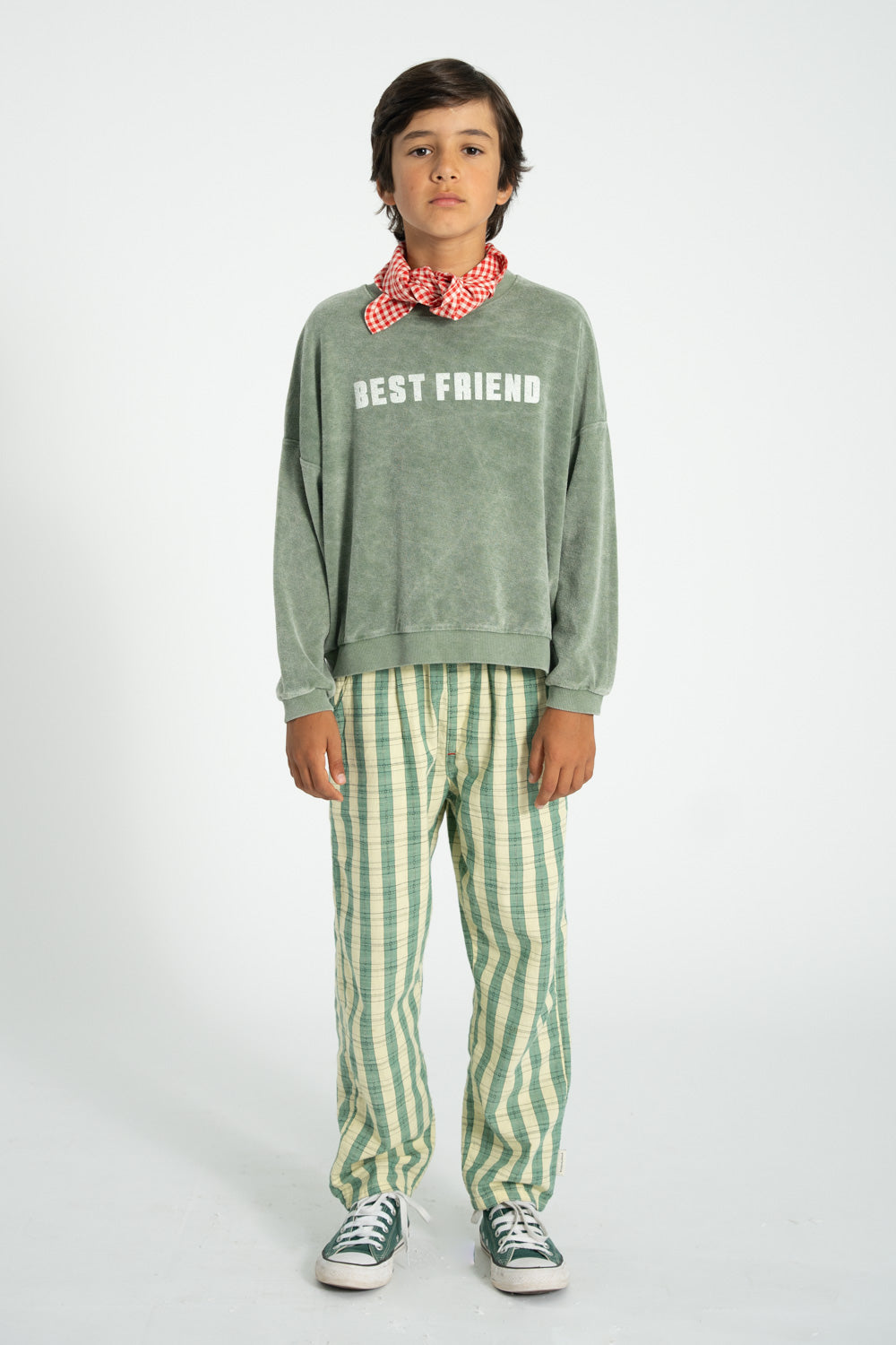 Piupiuchick - sweatshirt - washed green with best friends print