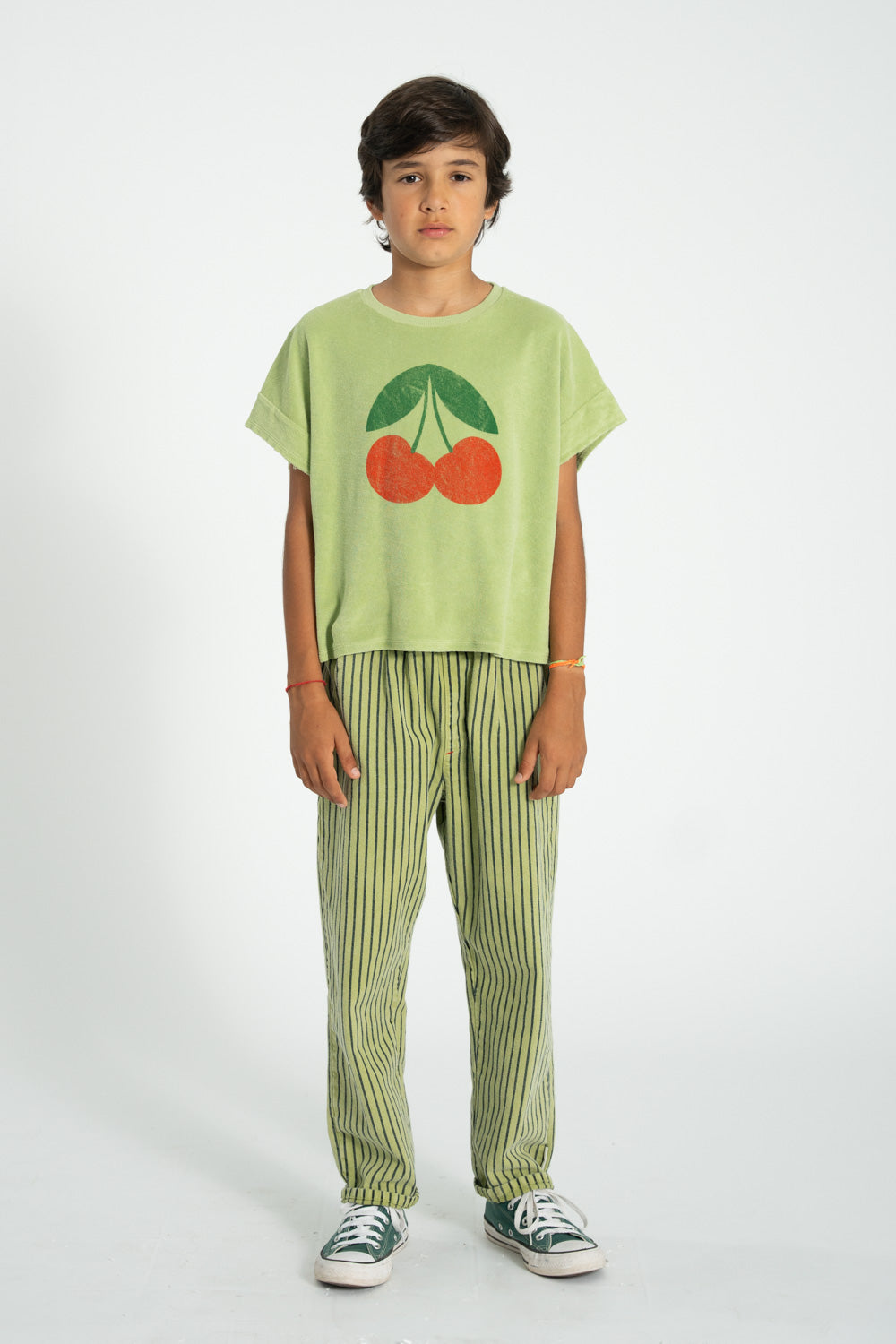Piupiuchick - unisex trousers - green with indigo stripes
