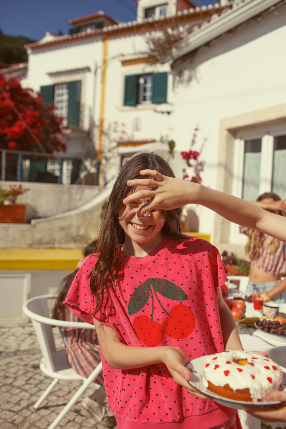 Piupiuchick - sleeveless sweatshirt - pink with cherry print