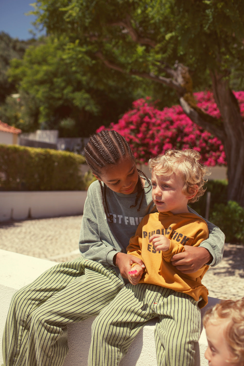 Piupiuchick - unisex trousers - green with indigo stripes