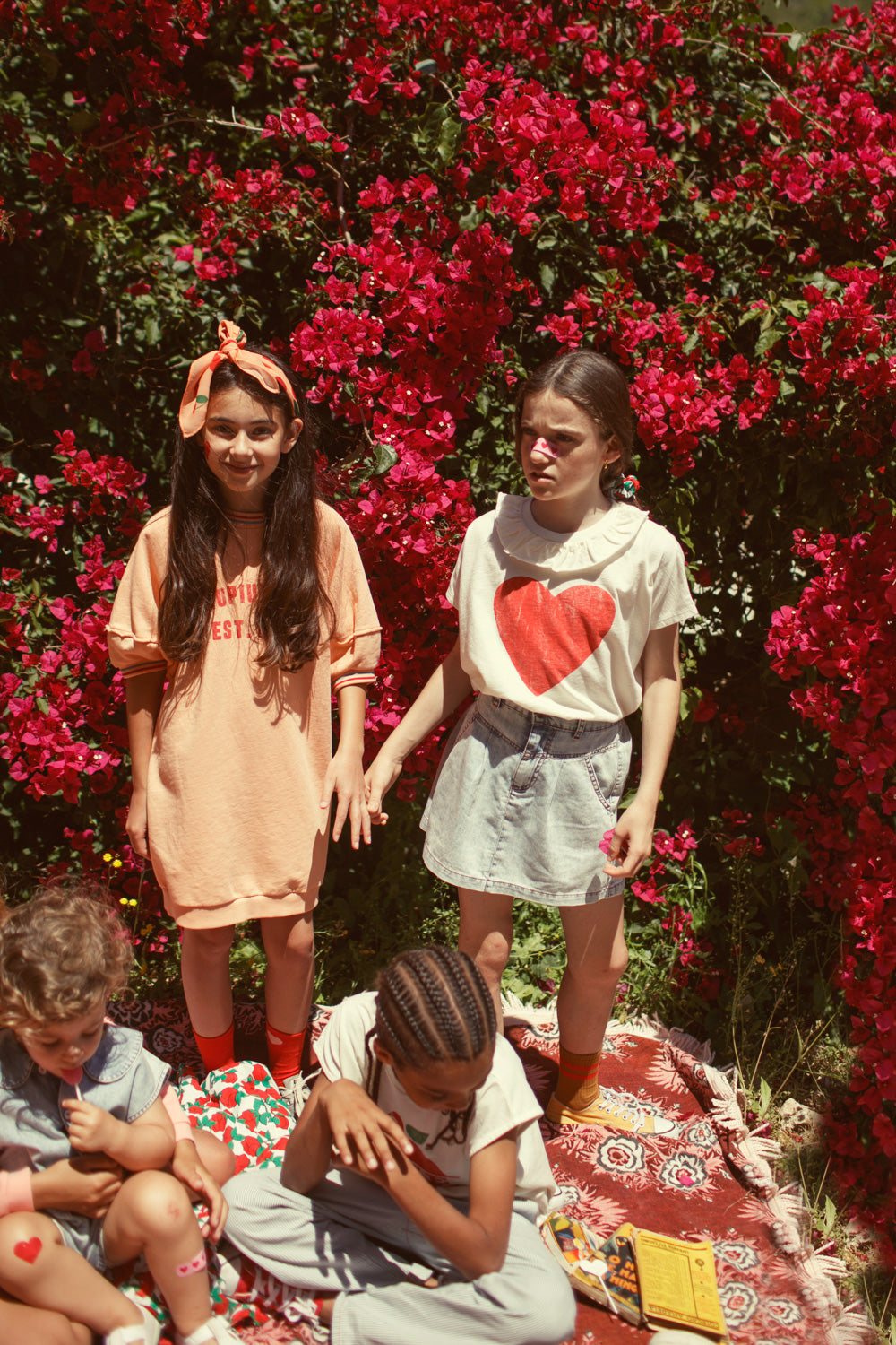 Piupiuchick - tshirt with collar - ecru with red heart