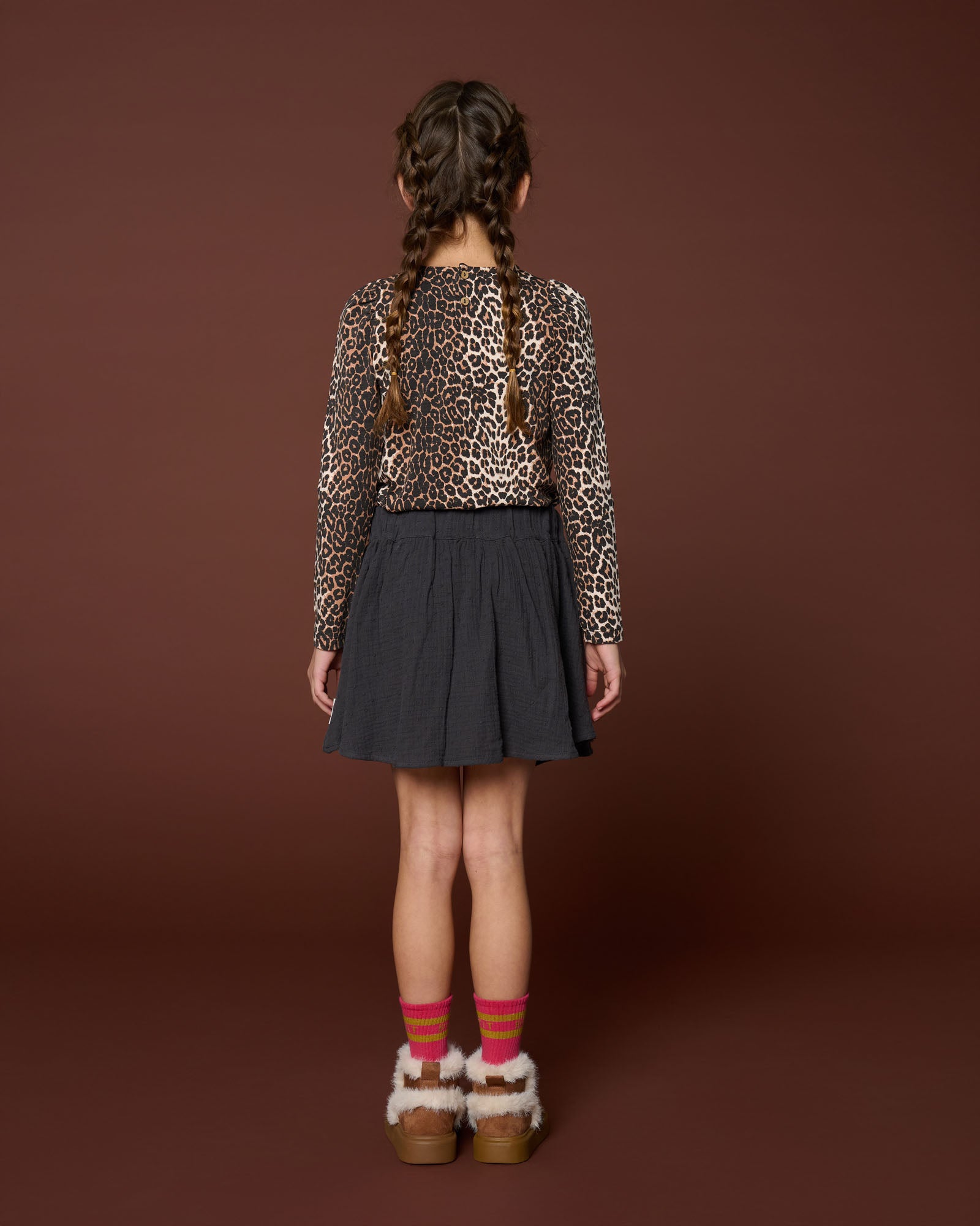 Petit Blush - puff sleeve top - leopard