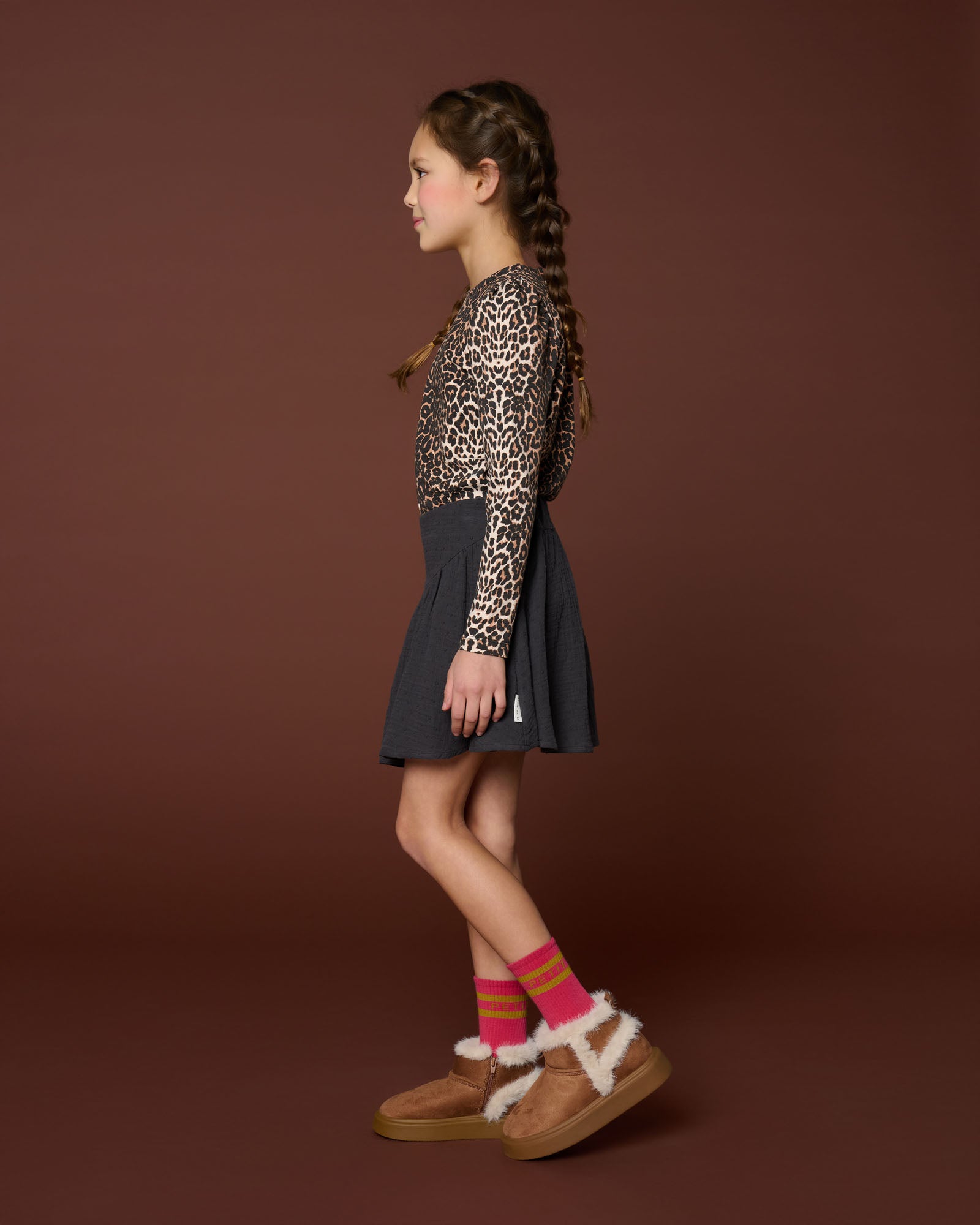 Petit Blush - puff sleeve top - leopard