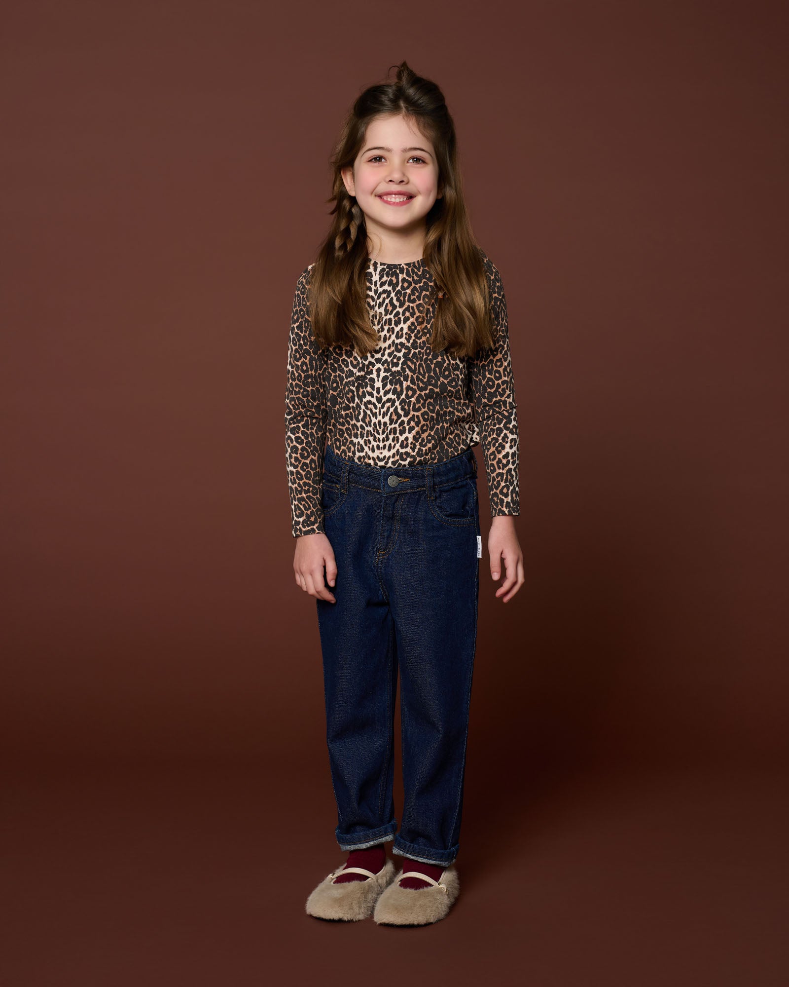 Petit Blush - puff sleeve top - leopard