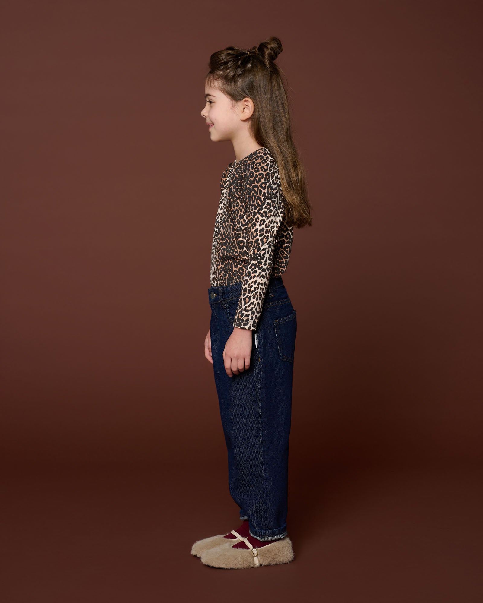 Petit Blush - puff sleeve top - leopard