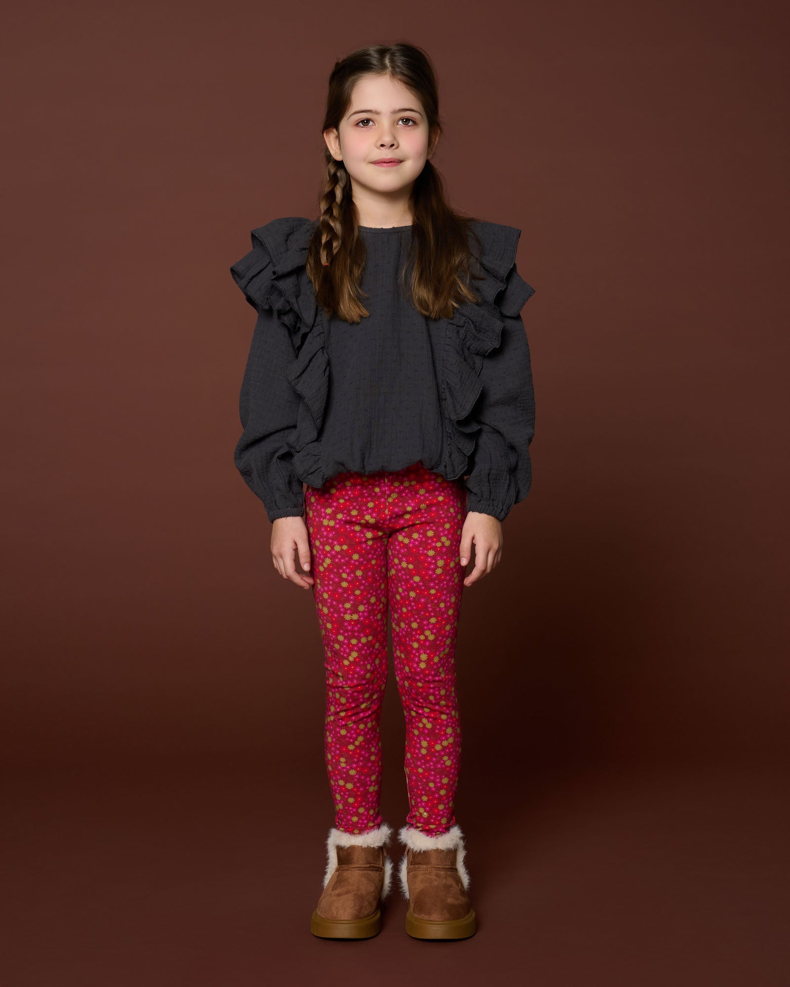 Petit Blush - romantic ruffle blousse - dark grey