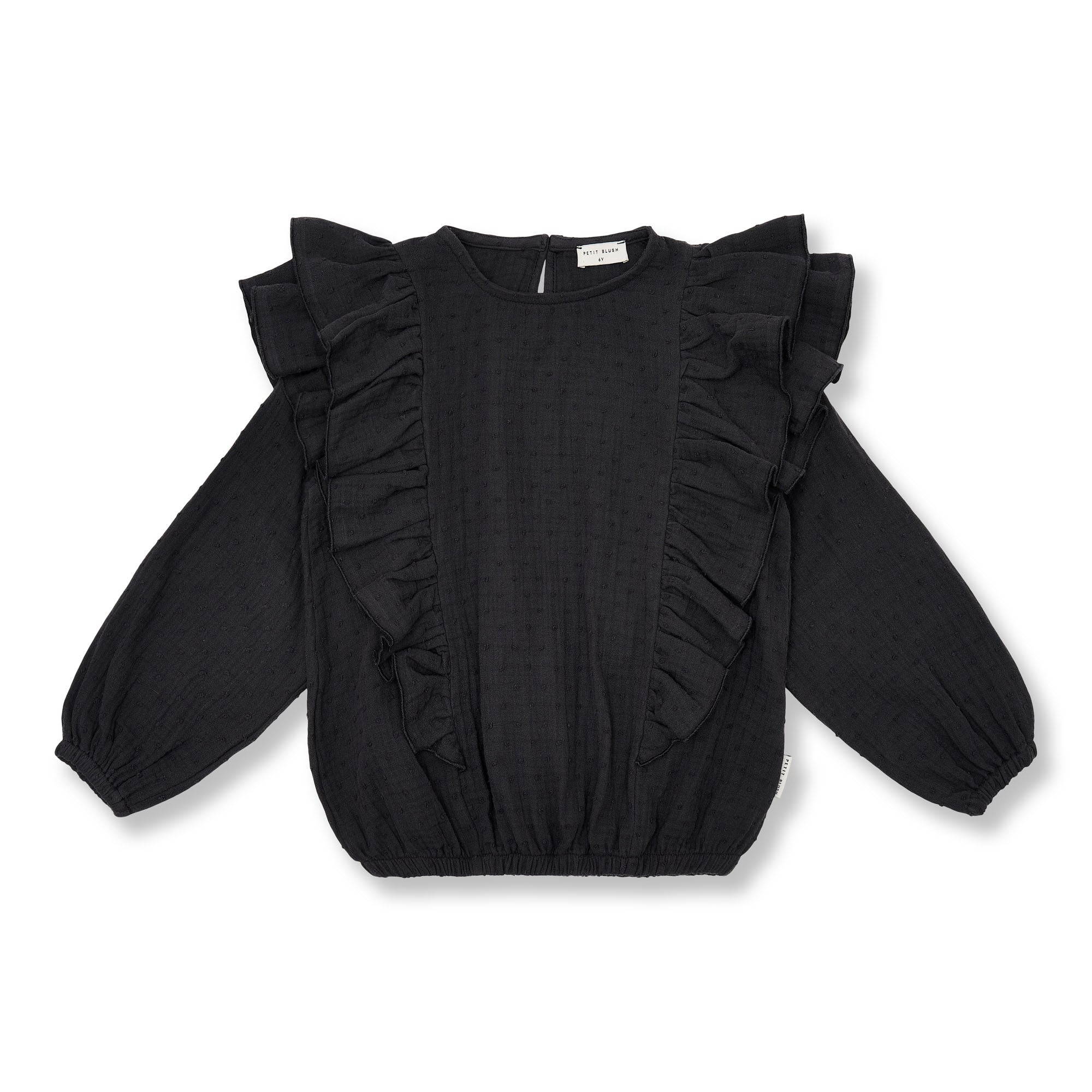 Petit Blush - romantic ruffle blousse - dark grey