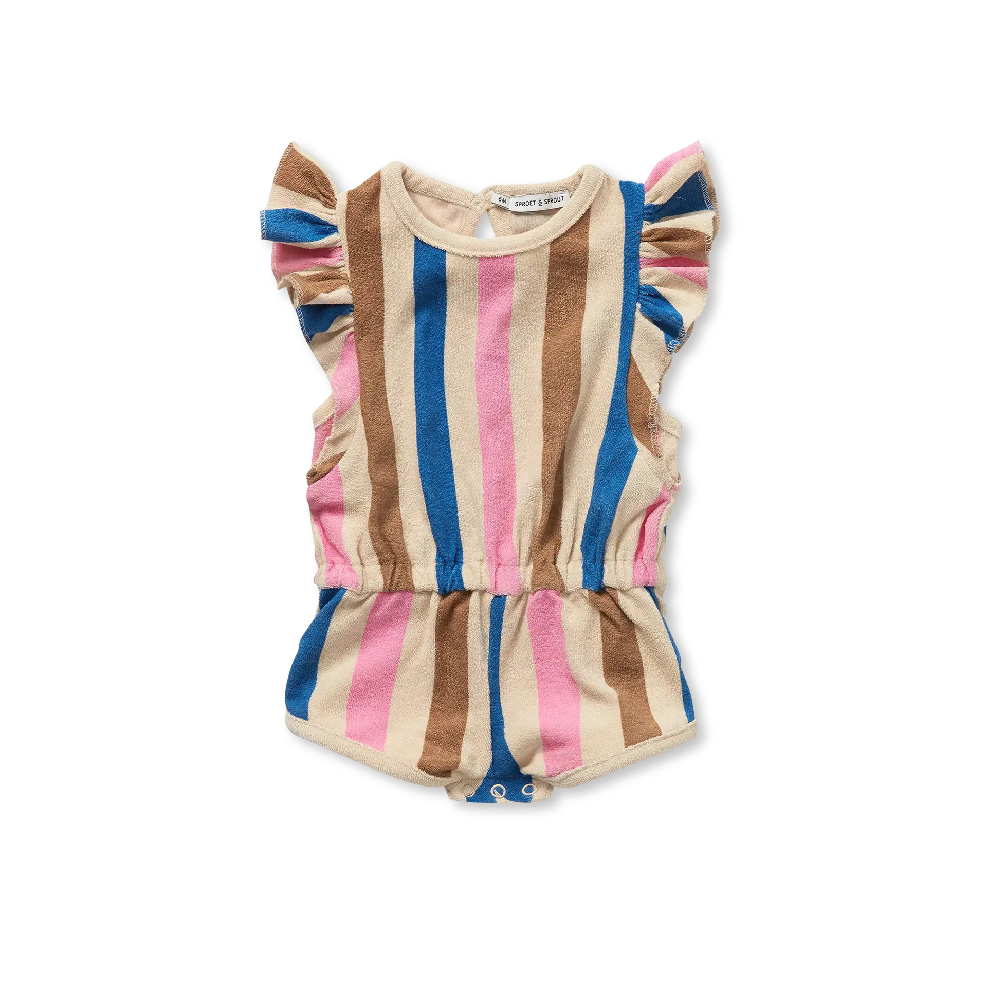 Sproet & Sprout - ruffle jumpsuit stripes print - sesame
