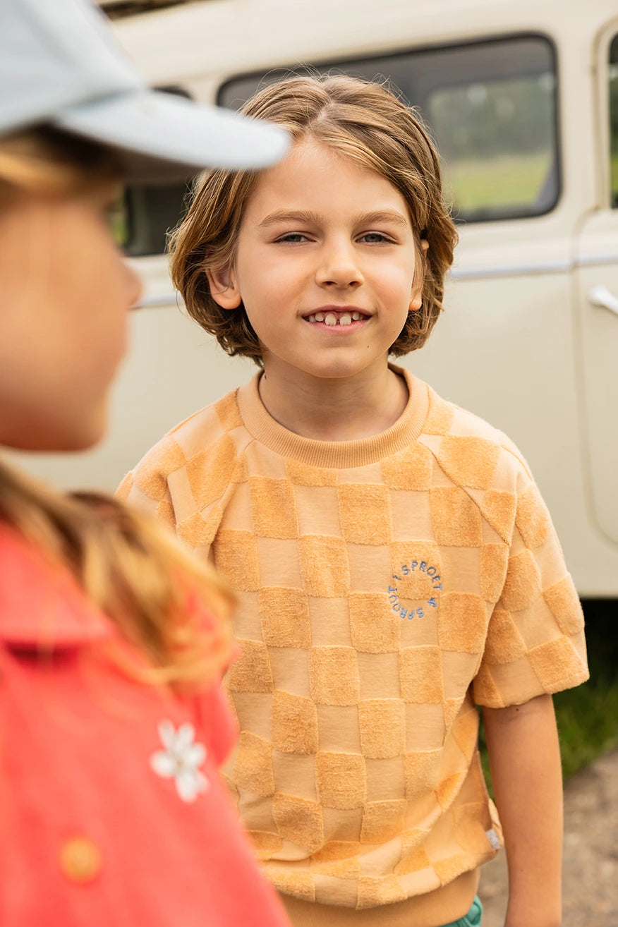 Sproet & Sprout - raglan sweatshirt terry blocks - nectarine