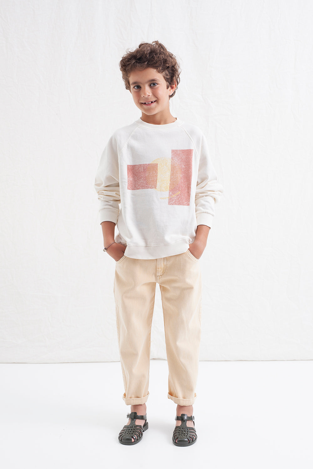 Tocoto Vintage - kid sunshine sunsets sweatshirt - off white