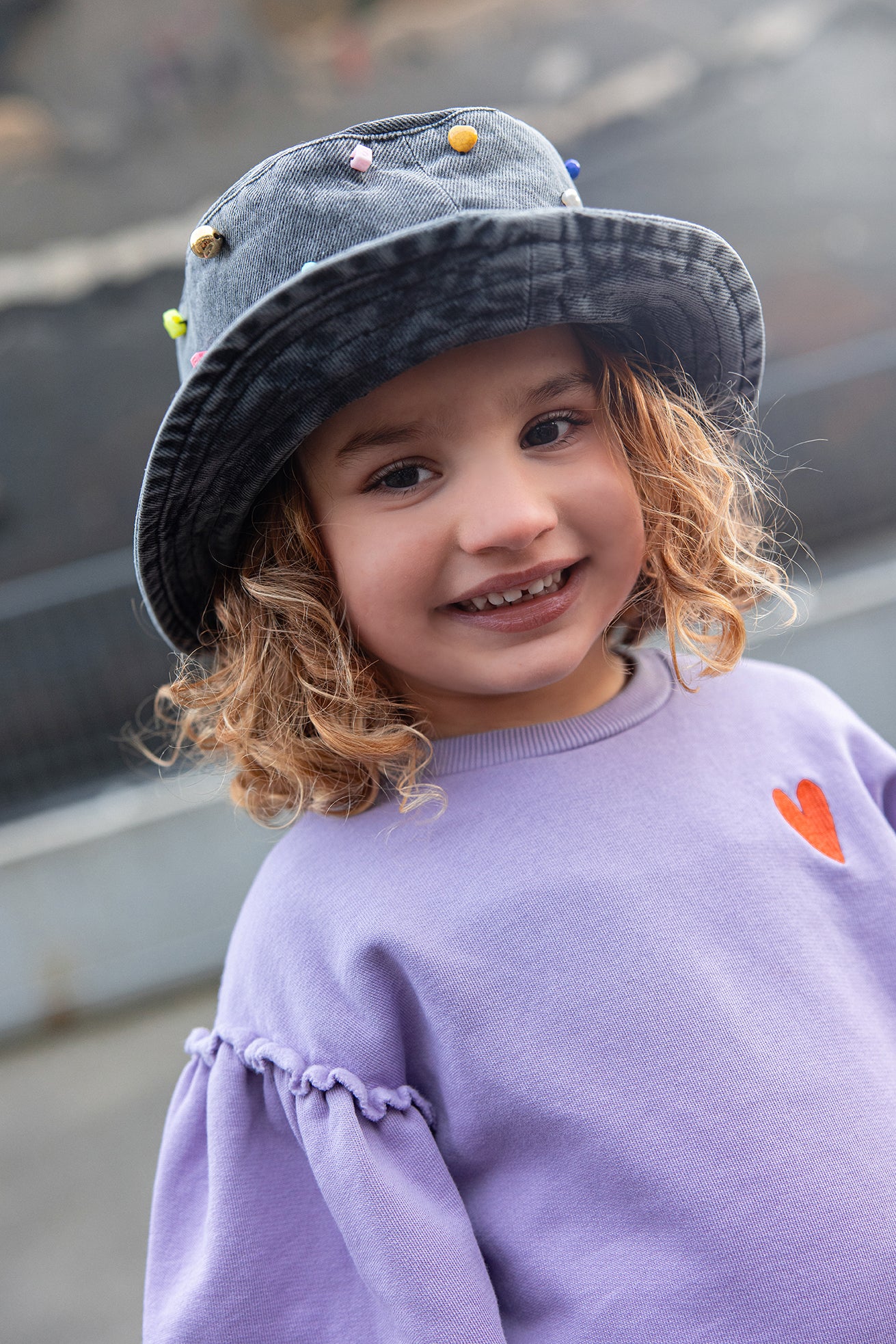 Sproet & Sprout - sweatshirt puff sleeves heart - lavender