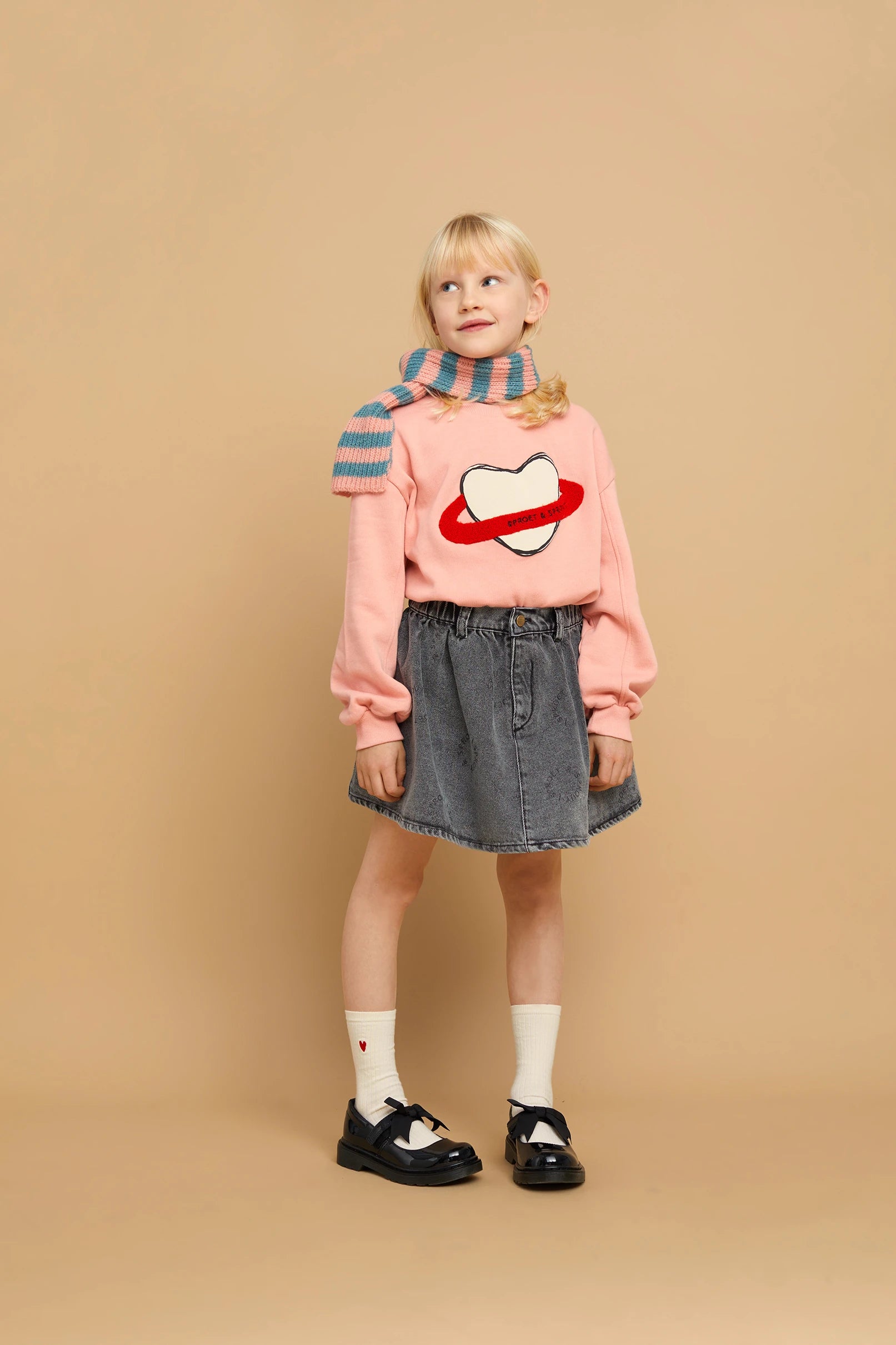Sproet & Sprout - sweatshirt heart saturn - peach parfait