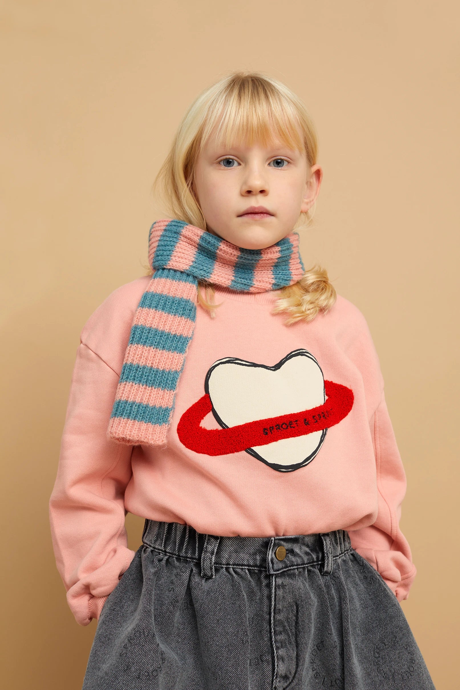 Sproet & Sprout - scarf stripe - peach parfait