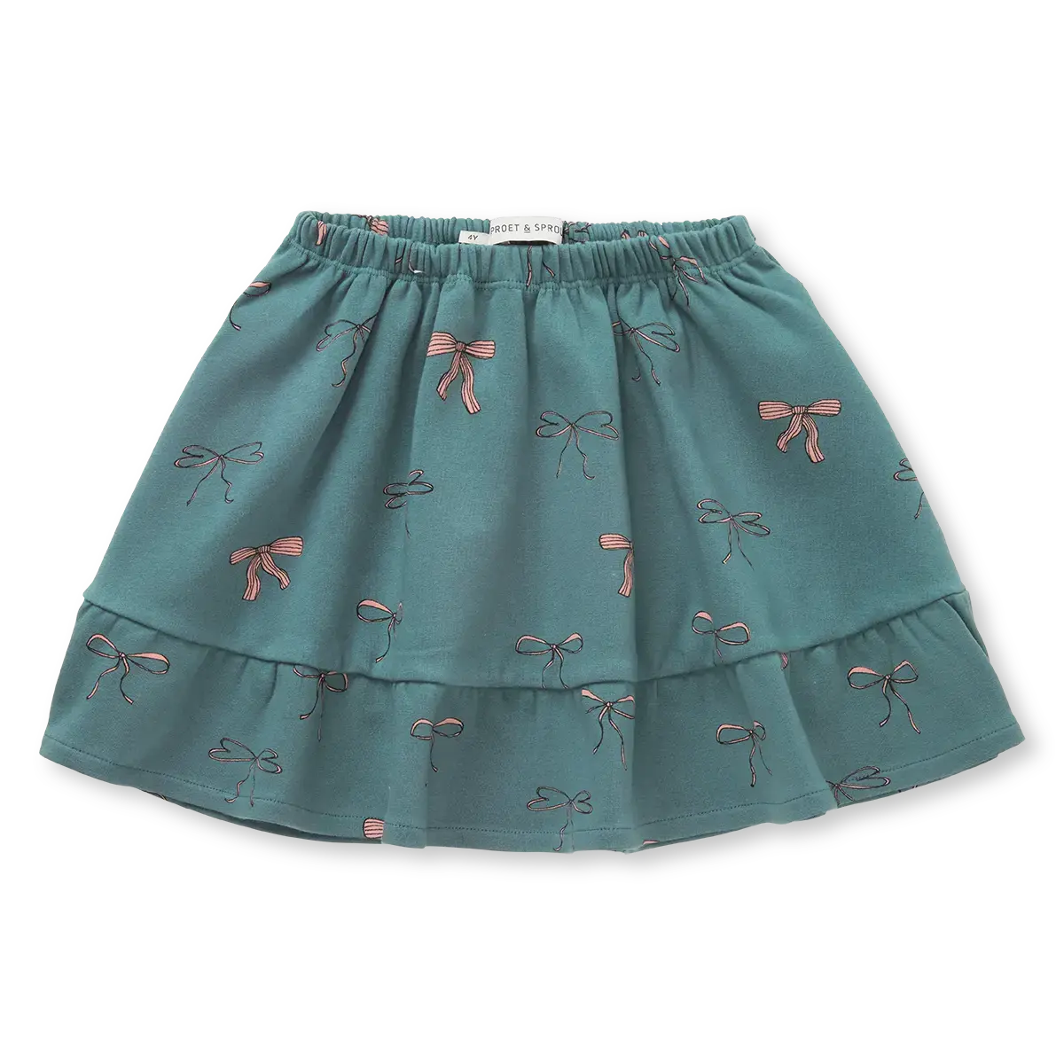 Sproet & Sprout - skirt ruffle bow print - shady green