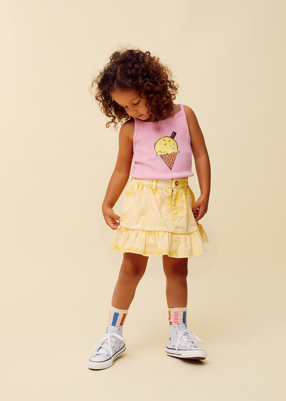 Sproet & Sprout - denim peplum skirt - pastel yellow