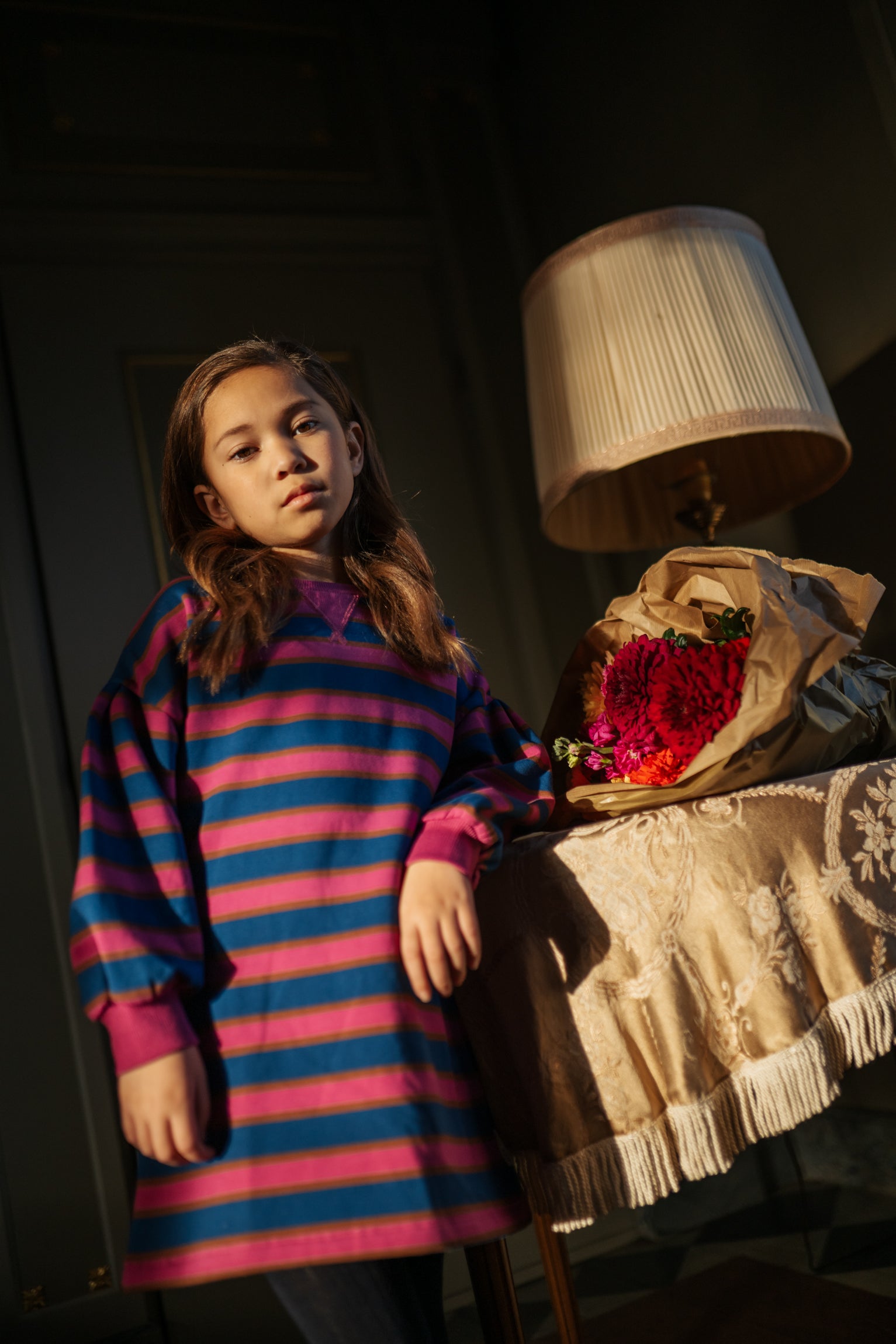 Petit Blush - sweater dress bisous - stripe