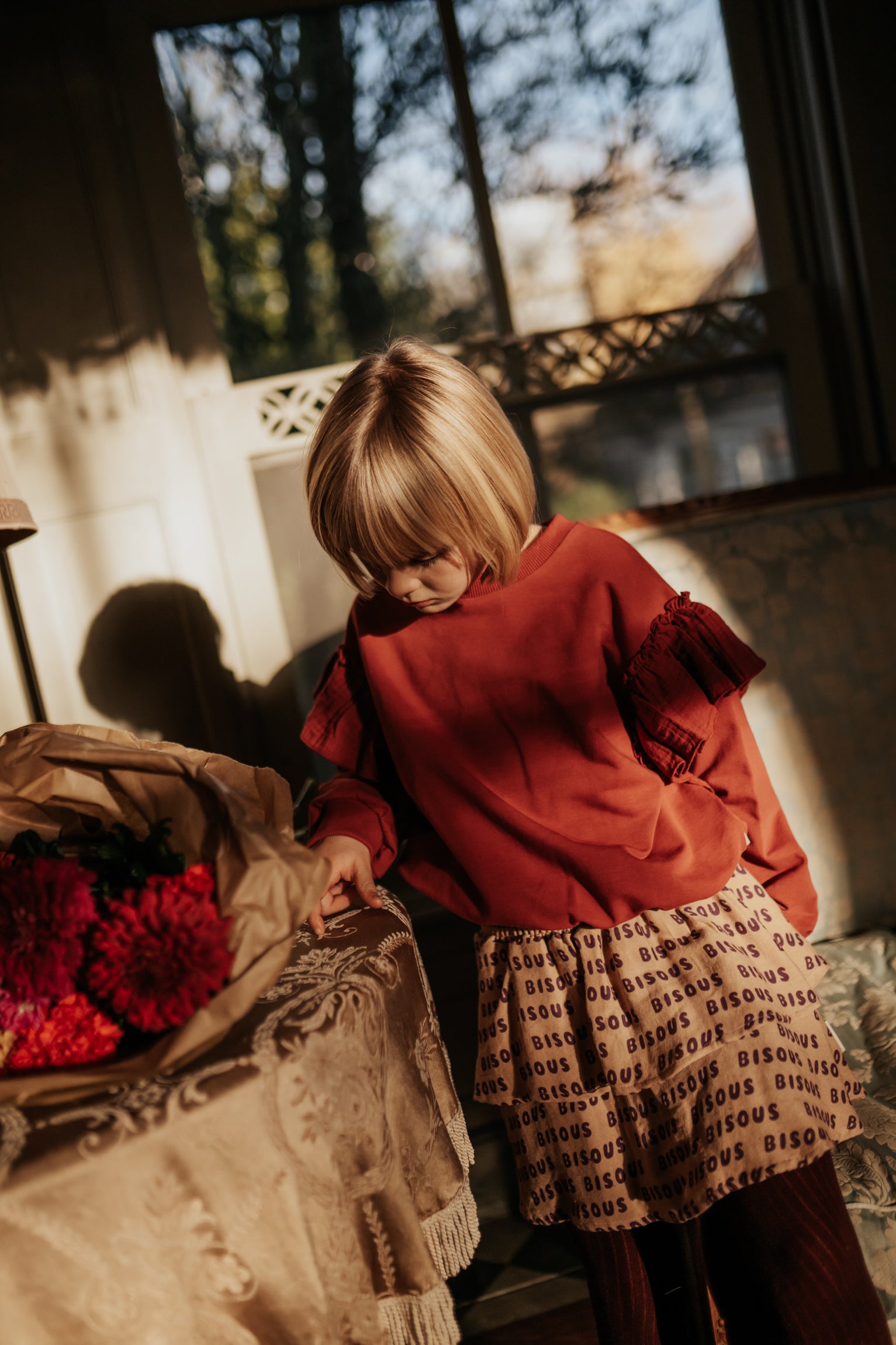 Petit Blush - sweater ruffles - garnet
