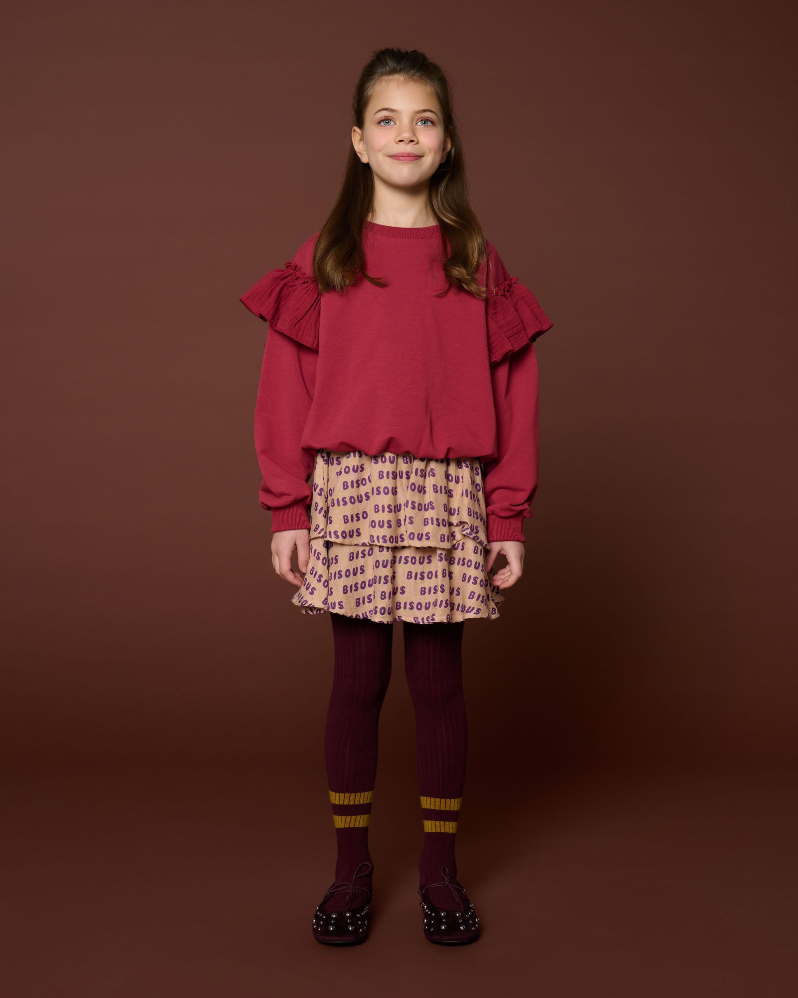 Petit Blush - sweater ruffles - garnet