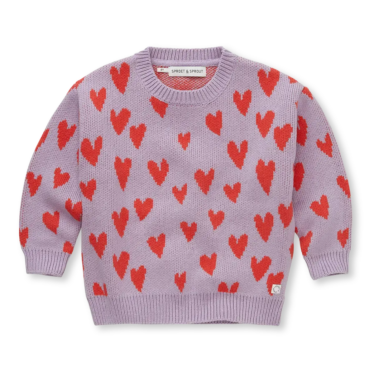 Sproet & Sprout - sweater intarsia hearts - lavender