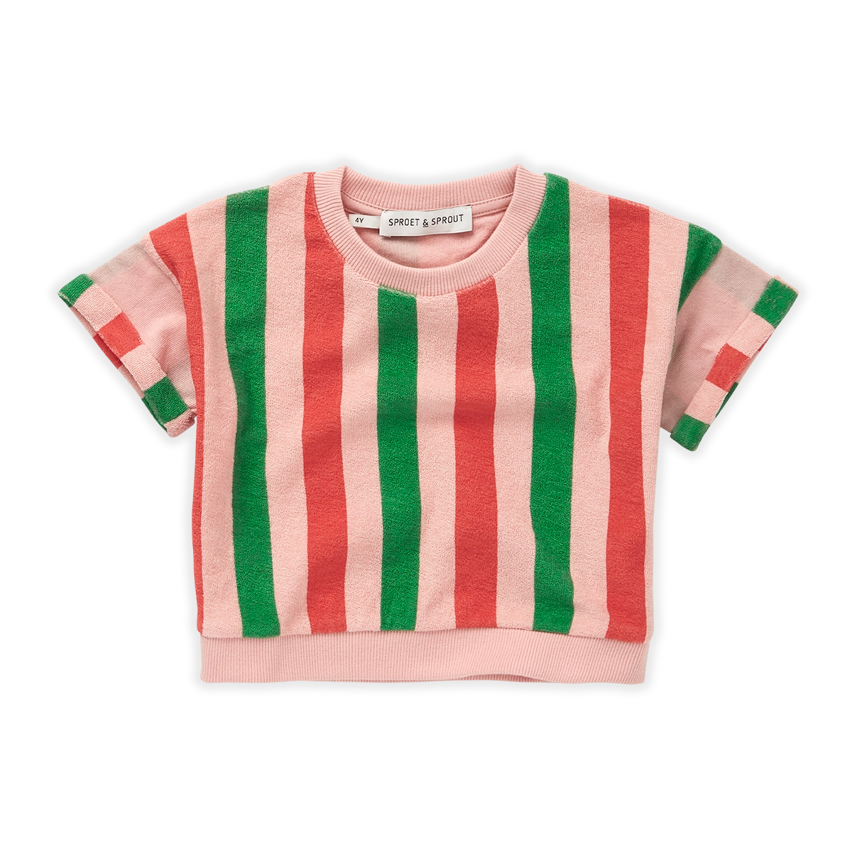 Sproet & Sprout - sweatshirt shortsleeve stripe - coral pink
