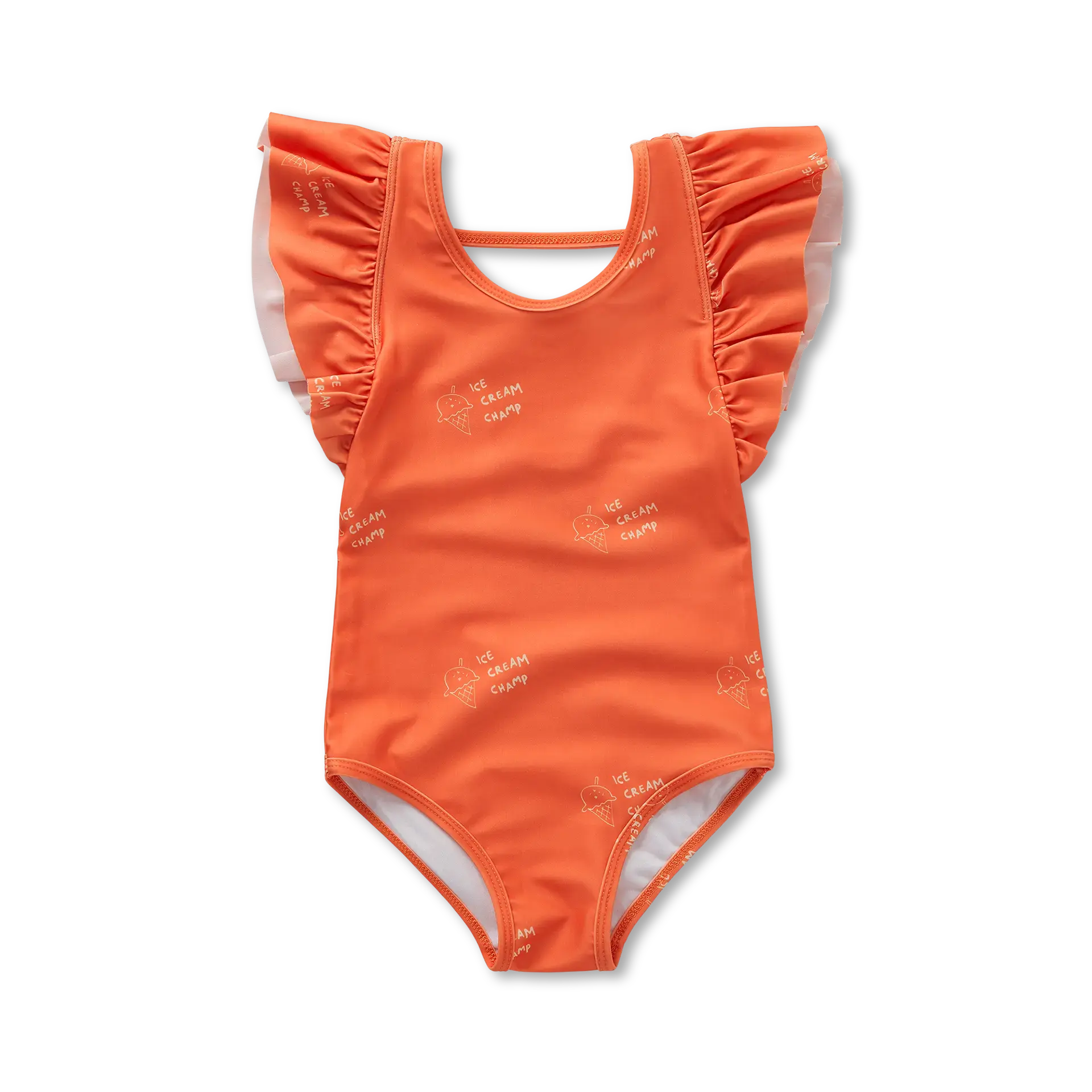 Sproet & Sprout - swimsuit ruffles ice cream print - orange sprint