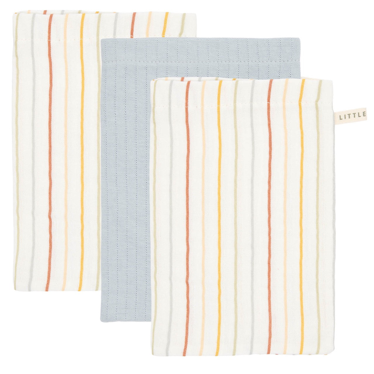 Little Dutch - washandjes 3 stuks - vintage sunny stripes / pure soft blue