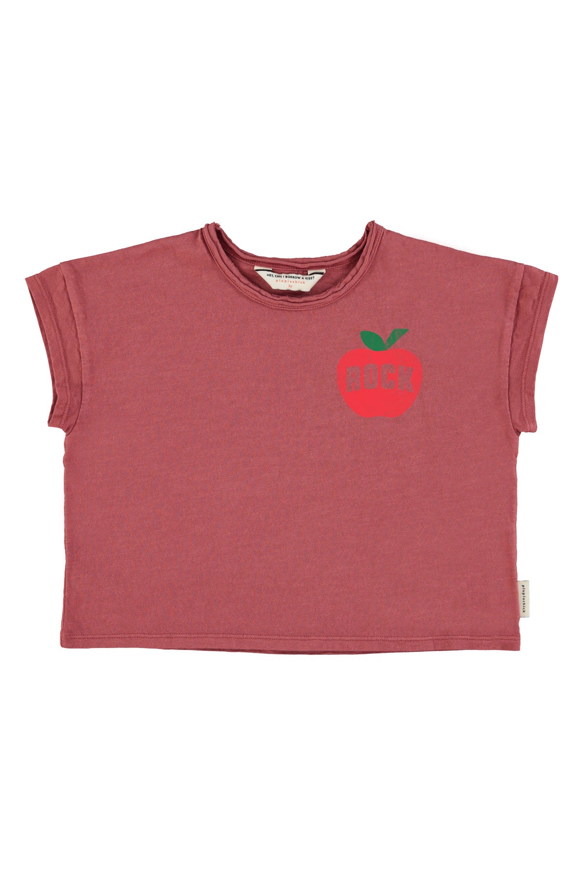 Piupiuchick - tshirt - bordeaux with apple print