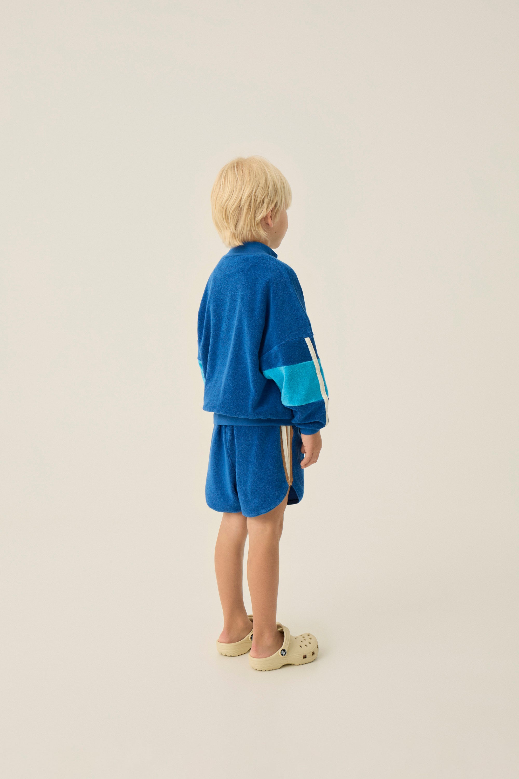 The Campamento - blue color block zipped sweatshirt - blue