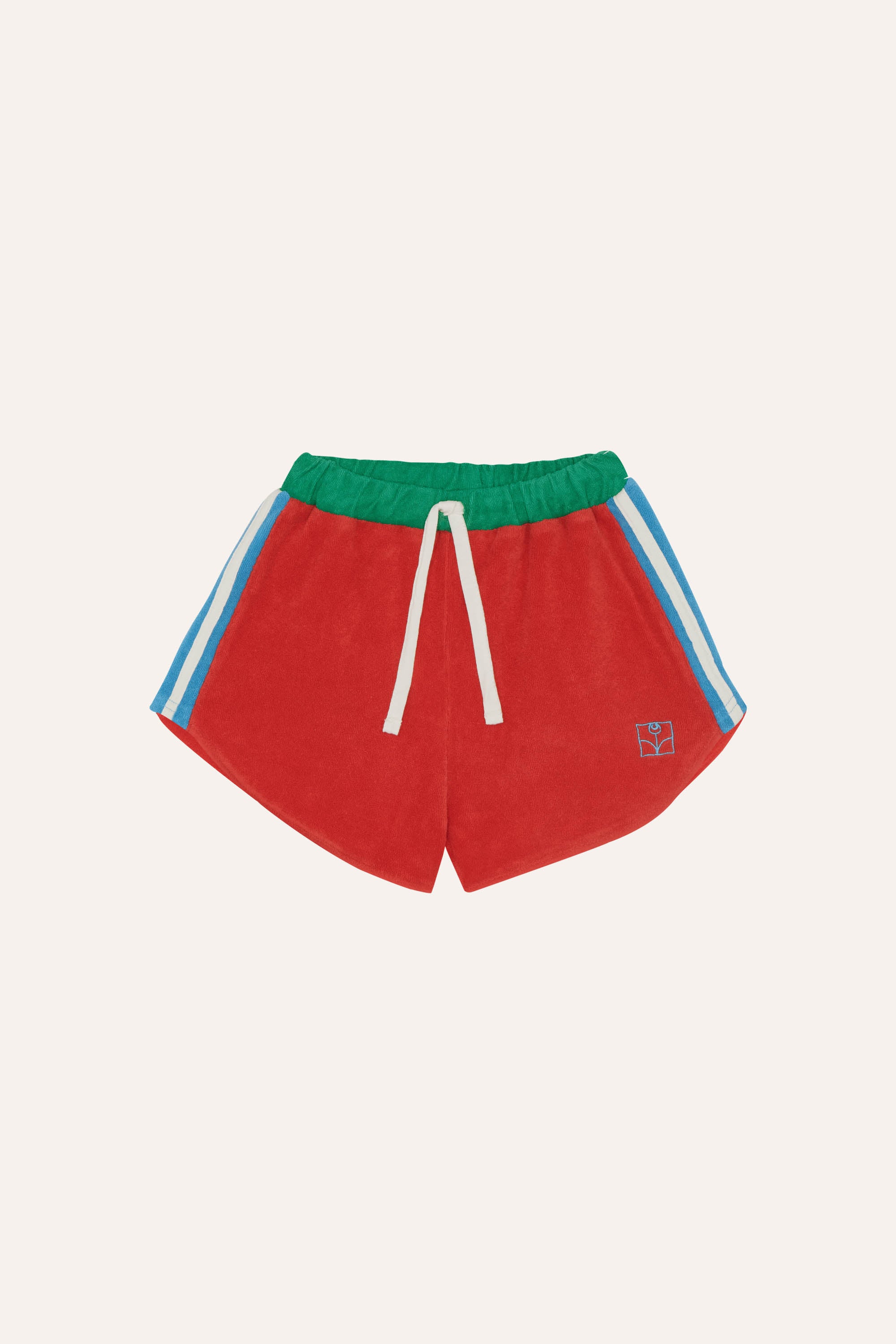 The Campamento - red color block shorts - red