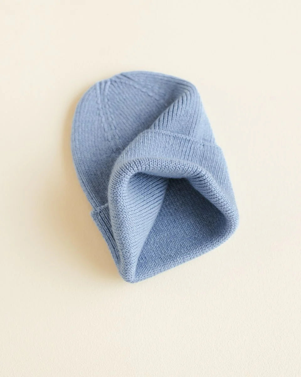 Hvid - beanie fonzie newborn - light blue