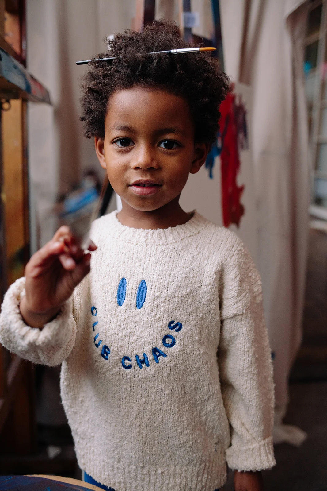 Sproet & Sprout - sweater boucle club chaos - ivory melee