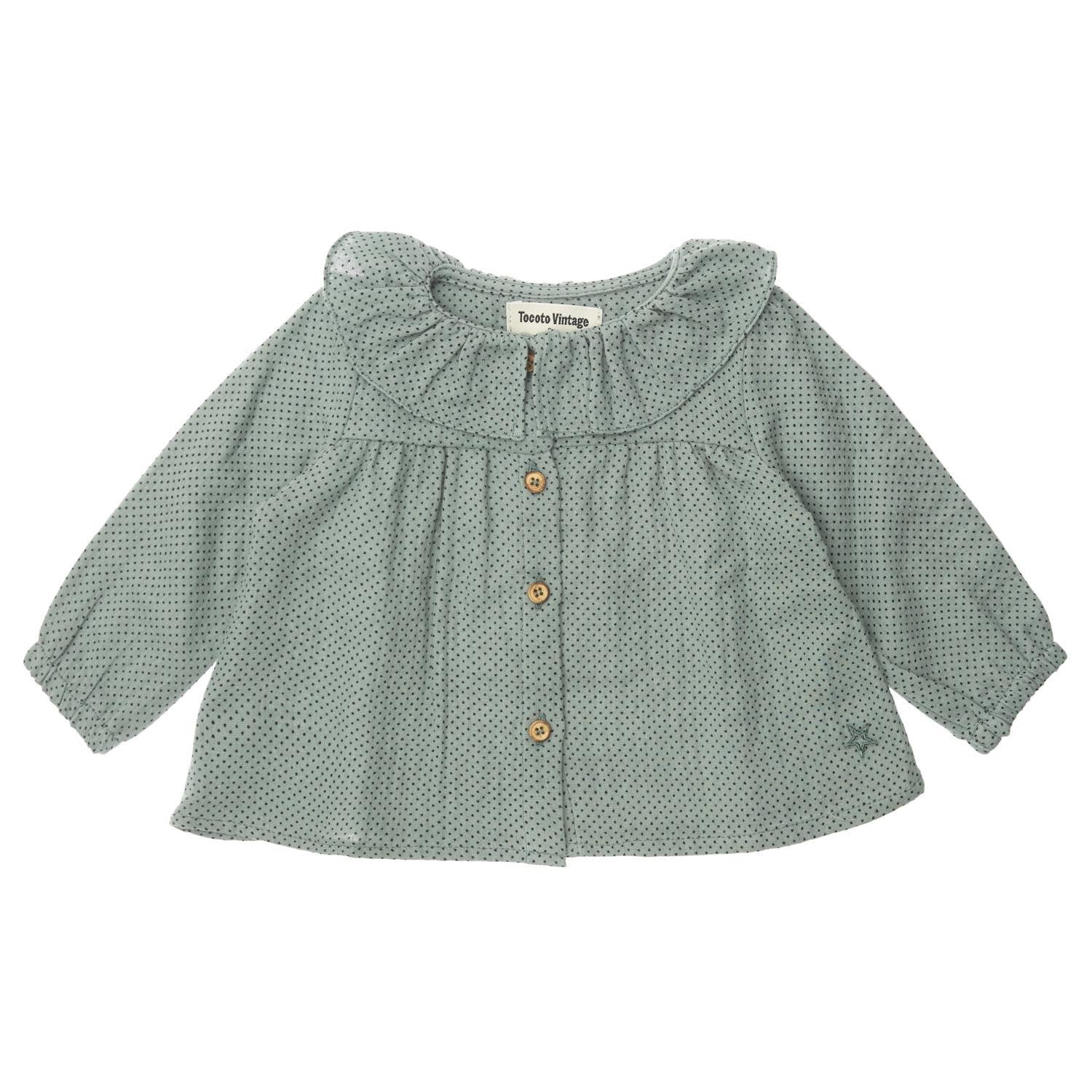 Tocoto Vintage - baby polka dot blouse - green