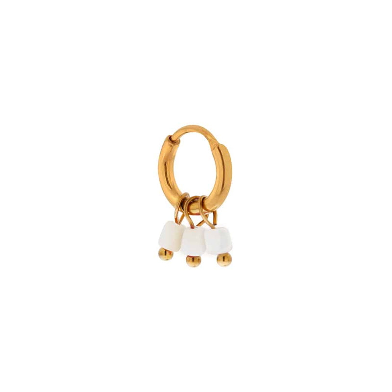 Label Kiki - white blossom hoop gold