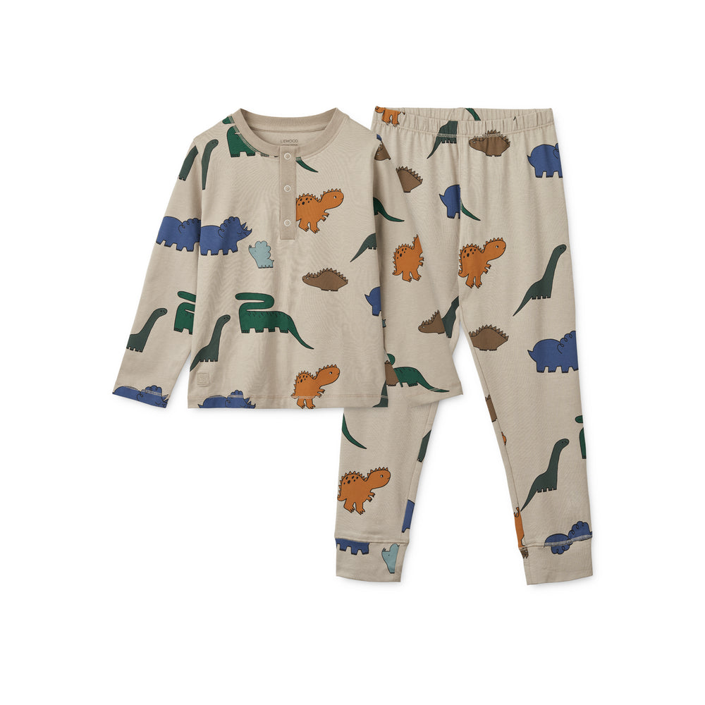 Liewood - wilhelm printed pyjamas set - dinosaurs / mist