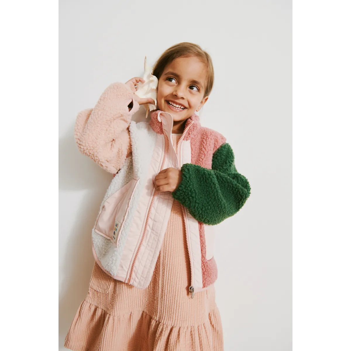 Liewood - noam pile jacket - dusty rose multi mix