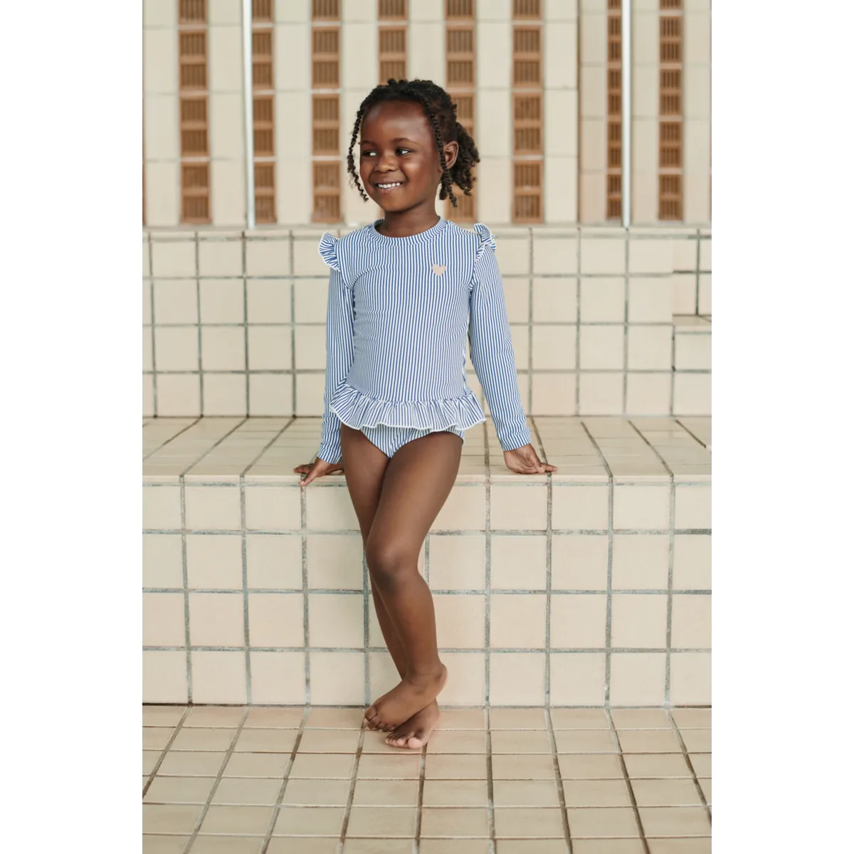 Liewood - sille seersucker swimsuit - riverside / creme de la creme
