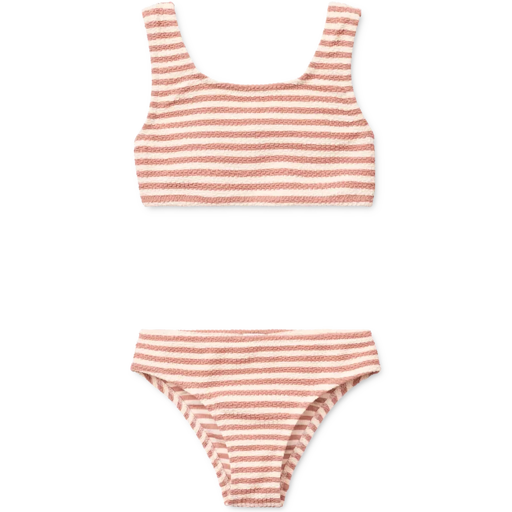 Liewood - bello stripe bikini - coral blush / creme de la creme