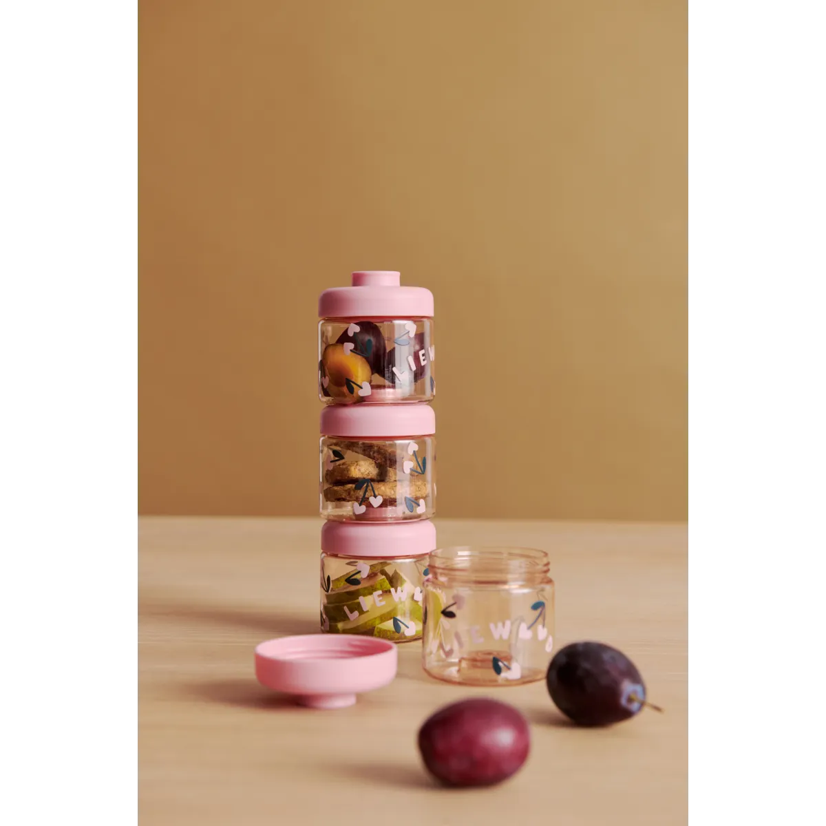 Liewood - dominique food tritan boxes 100ml 4 pack - cherry heart / rosey