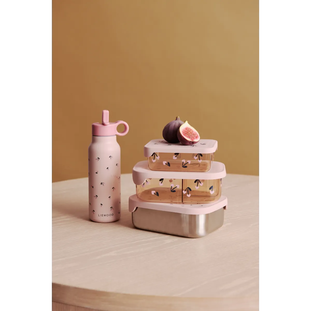 Liewood - falk water bottle - mini cherry heart / rosey