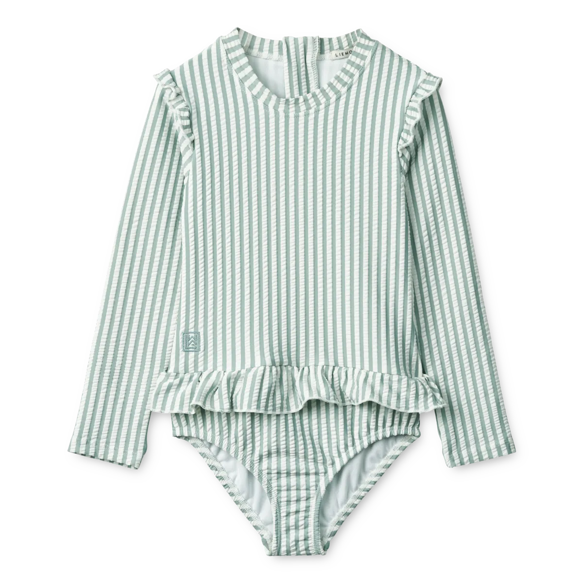 Liewood - sille baby seersucker swimsuit - sea blue / white