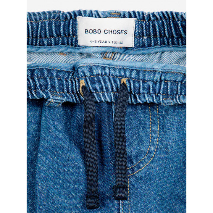 Bobo Choses - funny face denim jogger pants - blue