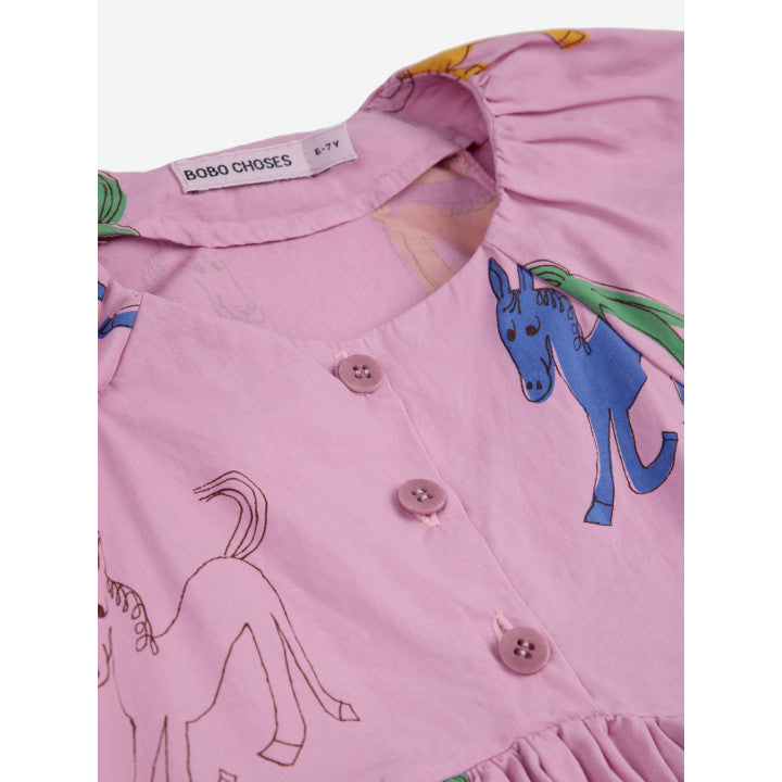 Bobo Choses - wonder horse all over woven dress - pink