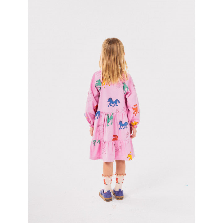 Bobo Choses - wonder horse all over woven dress - pink