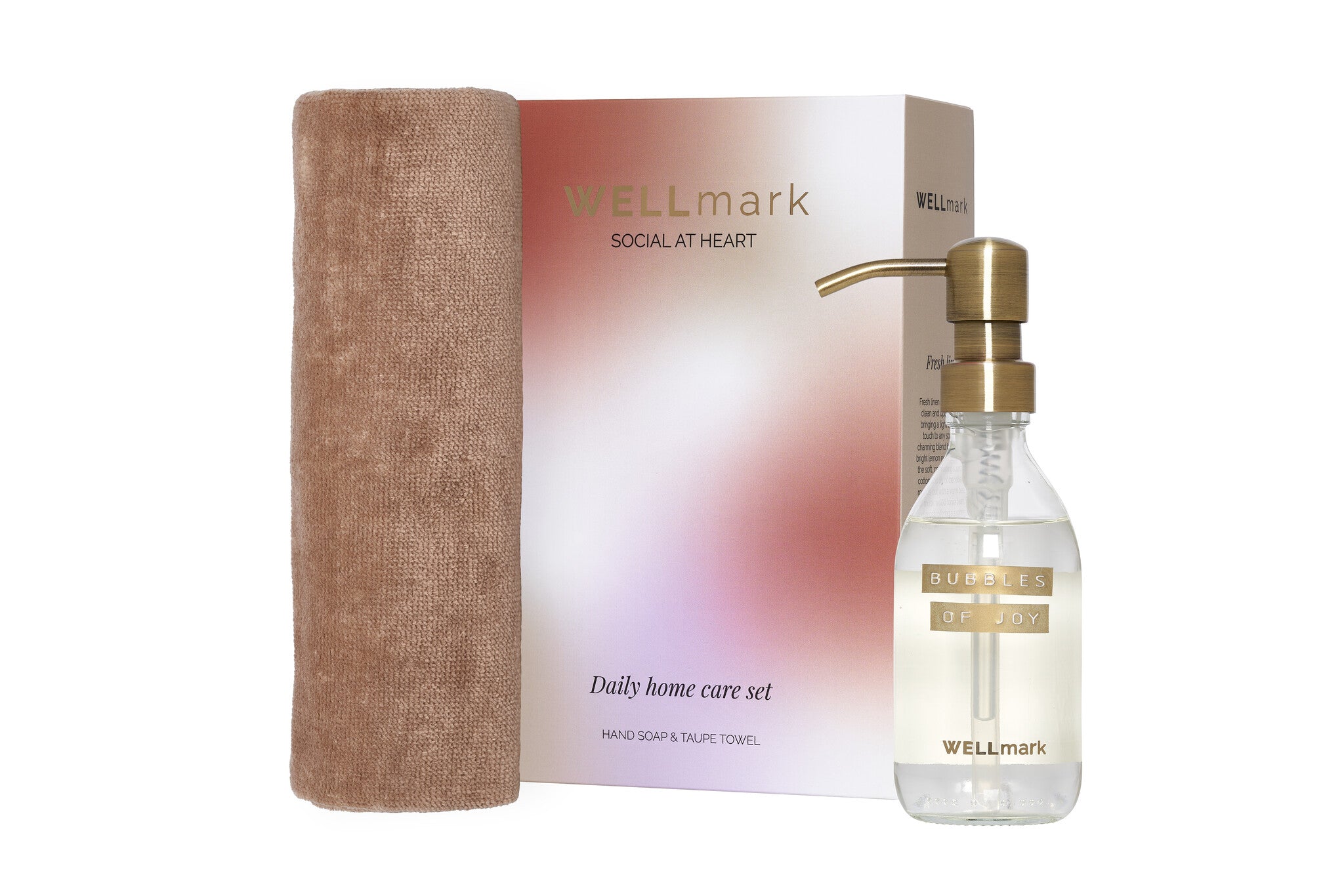 Wellmark - daily home care set - hand soap taupe towel