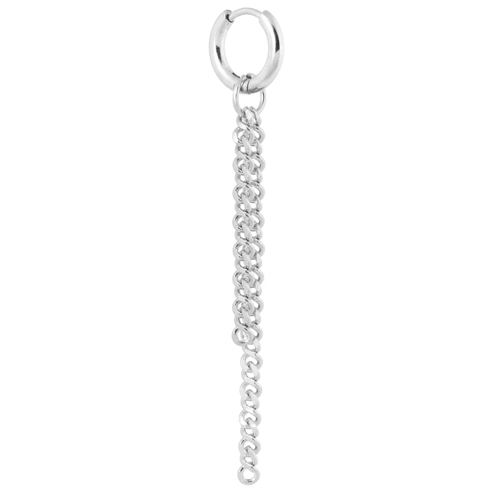 Label Kiki - double long chain hoop silver