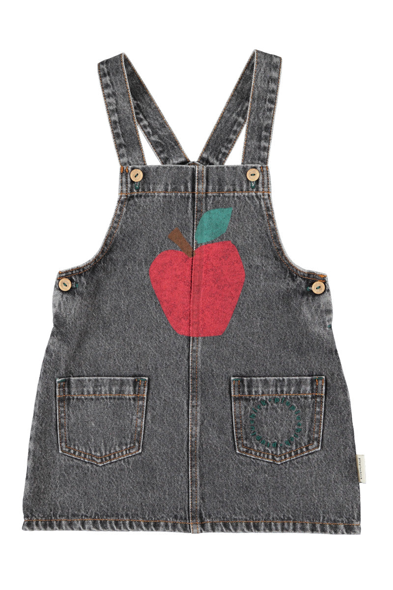 Piupiuchick - short dress with straps - washed black denim