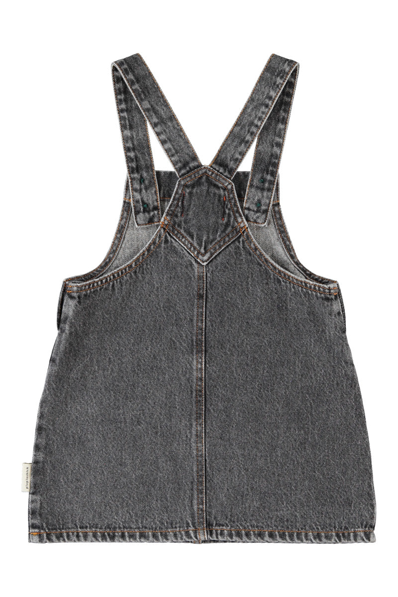 Piupiuchick - short dress with straps - washed black denim