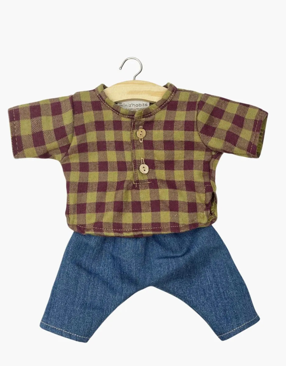 Minikane - poppenkleertjes - vichy set broek & shirt